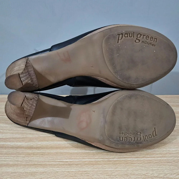 Paul Green Munchen Mule Heel Womens Shoe Black Leather Open Toe UK Size 7 - Picture 12 of 14